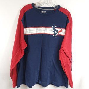 Pro Line Fanatics Mens Navy Blue Red Wht Houston Texans Football Lng Slv Tee XXL